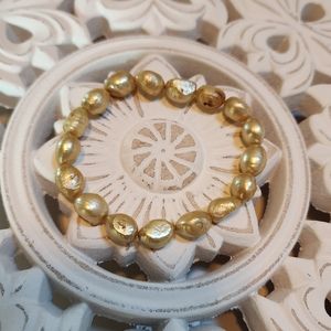 Vintage natural fresh water pearl bracelet rare yellow color Stretch Bracelet